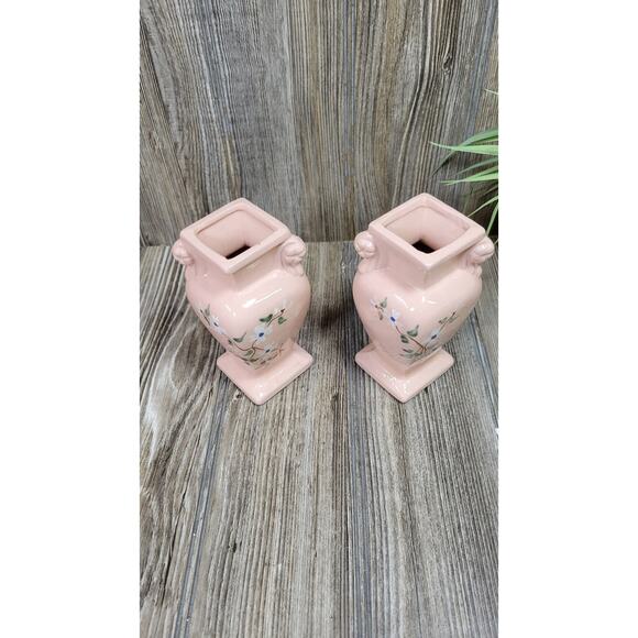 2 Vintage RRP Pink Floral Vases, Robinson Ransbottom - Picture 2 of 6
